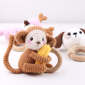 Clip per Ciuccio con Catena, Braccialetto da Dentizione, Giocattolo Morbido a Forma di Animale all'Uncinetto, Sonaglio per Neonati, Anello Massaggiagengive, <span class=keywords><strong>Regalo</strong></span> per Baby Shower - Product Image 3