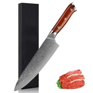 Cuchillo de cocina japonés de 8 pulgadas, cuchillo de chef de Damasco de 67 capas con mango de resina