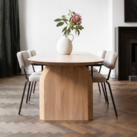 Juego de Comedor Ovalado de Madera Maciza para 4 Personas Atunus de Estilo Nórdico Minimalista y Elegancia Francesa