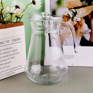 Bình thủy tinh có nắp và tay cầm-Đồ uống bình sành điệu & thanh lịch-1300 ml. cho đồ uống lạnh-Nước, đục lỗ, nước chanh, nước trái cây, sữa - Product Image 4