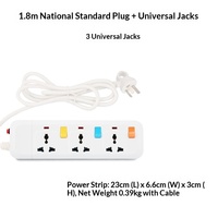 Multiprise de protection de charge norme britannique 13A, cordon d'extension 1,8 m, fiches US/UK, matériau PC/Laiton, fabricant