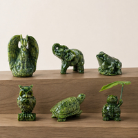 Vente en gros de mini-statues d'animaux sculptées en pierre de serpentine naturelle : Dragon, Éléphant, Tortue, Grenouille – Décoration de bureau en cristal, Cadeau en vrac