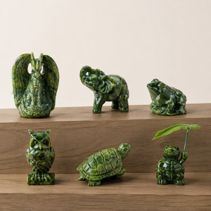 Venta al por Mayor de Estatuas de Animales Miniatura Talladas en Piedra de Serpentina Natural: Dragón, <span class=keywords><strong>Elefante</strong></span>, Tortuga, Rana, Decoración de Escritorio de Cristal, Regalo al por Mayor - Product Image 1