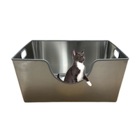 Nouvelle conception de bac à litière pour chat en acier inoxydable extra-large avec tapis antidérapant, contrôle des odeurs, nettoyage facile et caractéristiques anti-humidité