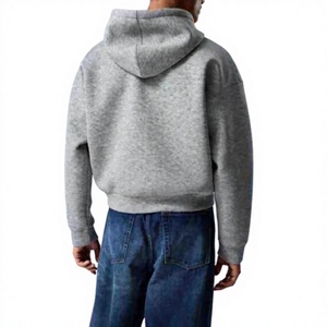 Sweat-shirt à capuche zippé gris pour homme, coupe classique, couleur unie, coton French Terry, décontracté, pour l'automne - Product Image 4