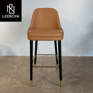 Taburete de <span class=keywords><strong>Bar</strong></span> de lujo de cuero tapizado moderno, sillas de altura de mostrador con 4 Patas de madera maciza, sillas de <span class=keywords><strong>bar</strong></span> para <span class=keywords><strong>restaurante</strong></span> y <span class=keywords><strong>bar</strong></span> - Product Image 5