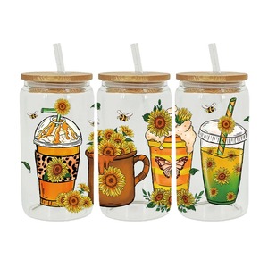 Vasos de Vidrio de 16 oz, Diseño Bosque Curativo, Decoración Floral para Momentos Relajantes, Envolturas para Vasos con Diseño Navideño, Adhesivos de Transferencia Térmica DTF - Product Image 2