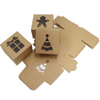 Wholesale Christmas Cookie Treat Kraft Paper Boxes Doughnut Bakery Box With Window Gift Packaging Paper Boxes for Xmas Party