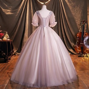 Elegant Ball Gown Red Bean Paste Color Organza Sweetheart Neckline Empire Waistline Stage Art Exam Concert Dress - Product Image 2