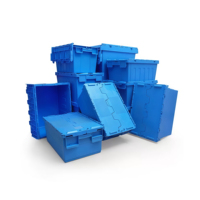 Boîte de rangement en plastique robuste et peu encombrante, empilable, de qualité alimentaire, 600x400x355mm, idéale pour le déménagement