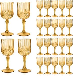 Verres à vin en plastique réutilisables couleur ambre doré, style vintage, pour mariage, réception, événements et fournitures de fête - Product Image 1