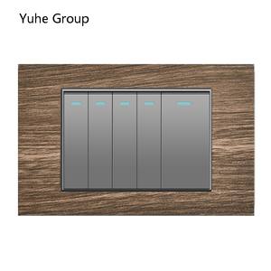 Panel de aluminio cepillado estándar americano 118, interruptor de pared de 5 y 6 módulos, de 2 y 3 vías, con toma de corriente. - Product Image 5