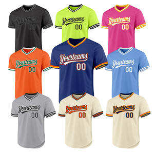 Maglietta allentata Hip-Hop del Pullover del Logo della stampa di sublimazione del collo a v della maglia di Baseball della squadra all'ingrosso - Product Image 1