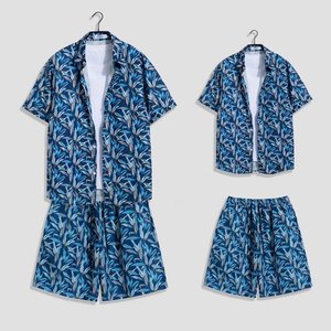 ชุดเซ็ตฤดูร้อนเทศกาลสงกรานต์ เสื้อเชิ้ตแขนสั้นลายดอกไม้ผ้าใยไผ่ 100% กางเกงขาสั้นทรงหลวมสำหรับคู่รัก - Product Image 4