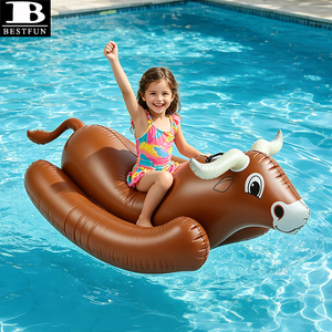 Bouée gonflable en forme de taureau à bascule, en PVC épaissi, avec poignées, pour enfants et adultes, jouet aquatique pour fêtes - Product Image 1
