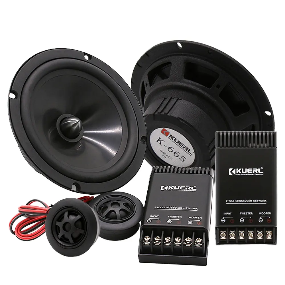 Kuerl Speaker Audio Mobil 2-Way, Pengeras Suara Komponen Mobil 4 Ohm Maks. 120W 6.5 Inci