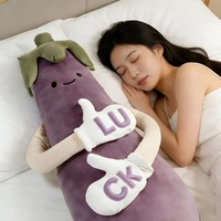 Mango King Coussin de sommeil apaisant en coton PP, forme d'aubergine, pour adultes et femmes enceintes, avec peluche longue détachable