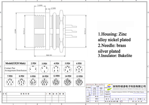 Soulin gx20 8 pin hàng không kết nối không thấm nước điện PCB cảm biến mã hóa cắm cáp với đồng thau Hàn ổ cắm - Product Image 5