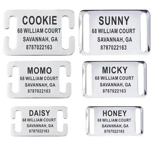 Yiwu Aceon Roestvrij Staal Gepersonaliseerde Pet Id Tag Slide-On Gegraveerde Naam Tags Kraag Accessoires Dog Tag Voor Nylon touw