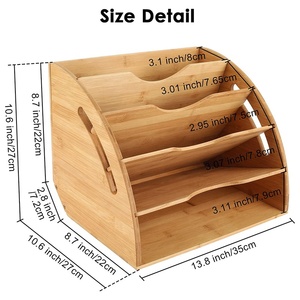 Tre thư mục tập tin văn phòng máy tính để bàn tổ chức cho các tập tin bằng gỗ giữ tập tin với 5 ngăn máy tính để bàn gỗ tổ chức - Product Image 5