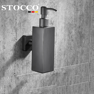 Distributeur de savon liquide sans contact pour salle de bain, écologique, noir mat, mural, en acier inoxydable, avec pompe à lotion - Product Image 2