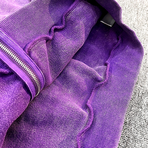 Sudadera con Capucha Personalizada con Apliques Bordados y Gráficos Desgastados, Estilo Vintage Lavado al Ácido, Sudadera Morada para Hombre - Product Image 5