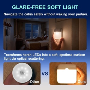 Mini lampe de nuit LED intelligente à détecteur de mouvement, induction automatique, magnétique, rechargeable par USB, pour chevet, placard et escaliers - Product Image 2