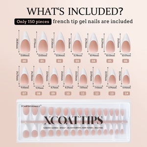 XCOATTIPS เล็บปลอมเจลนิ่มปลายแหลมทรงสติลเลตโต 150 ชิ้น แบบกดติด  ขายส่งจำนวนมาก ปลายเล็บแบบฝรั่งเศส - Product Image 6