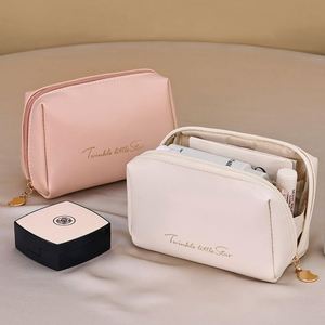 Portable Handheld Pu Leather Waterproof Cosmetic Bags Travel <b>Storage</b> <b>Makeup</b> Bag <b>for</b> Women - Product Image 1