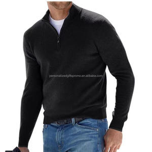 Polaire unisexe Swaters Pullover Quarter Zip Sweatshirts Col V Tops Wool Kint Sweat POLO Shirts - Product Image 1