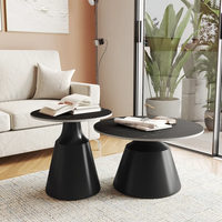 Ensemble de tables basses rondes de luxe modernes avec plateau en pierre frittée et pieds en métal pour le mobilier de salon