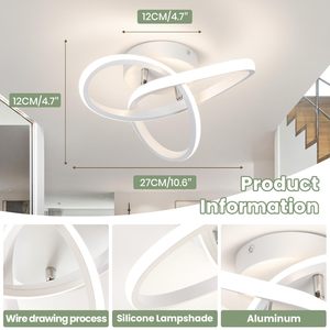 Lámpara de <span class=keywords><strong>Techo</strong></span> LED Curva Moderna de Luz Blanca Diurna para Pasillo, Escalera, Cocina, Baño, <span class=keywords><strong>Dormitorio</strong></span>, Balcón, Lavadero, Hogar - Product Image 6