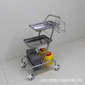 Chariot médical en acier inoxydable avec sac bleu, 4 roulettes, mobilier hospitalier pour traitement et chirurgie - Product Image 3