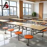 Ensemble de table et chaises pliantes 8 places avec plateau en MDF pour restaurant, extérieur, hôtel, fête, mobilier commercial