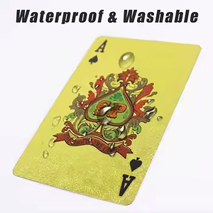 Cartas de Póker Premium Ecológicas, Chapadas en Oro de 24K <span class=keywords><strong>999</strong></span>, con Logotipo Personalizado Impreso en Offset, Resistentes al Agua, para Juego - Product Image 2