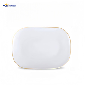 <span class=keywords><strong>Vajilla</strong></span> de <span class=keywords><strong>Vidrio</strong></span> <span class=keywords><strong>Opal</strong></span> Blanco al por Mayor, Platos y Tazones con Bordes Dorados de Lujo, Juego de Boda Personalizable, Resistente al Calor, Cuadrado - Product Image 2