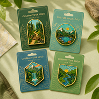 Ensemble d'épingles en émail dur personnalisées, motif paysage de montagne, plaqué or poli, épingles de revers en métal pour voyage en plein air, logo personnalisé, souvenir