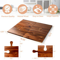Ensemble de planches à découper en bois d'acacia, grandes planches à découper pour charcuterie avec poignées en forme de puzzle