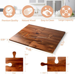 <span class=keywords><strong>Set</strong></span> di <span class=keywords><strong>Taglieri</strong></span> in Legno di Acacia, Grandi <span class=keywords><strong>Taglieri</strong></span> per Salumi con Manici a Puzzle - Product Image 5