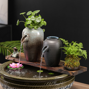 Jardinières en <span class=keywords><strong>terre</strong></span> <span class=keywords><strong>cuite</strong></span> à débit d'<span class=keywords><strong>eau</strong></span> circulaire, décorations paysagères pour bassin de cour, aménagement paysager pour bassin de balcon - Product Image 4