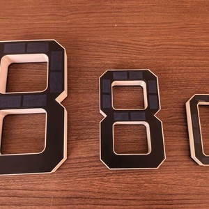 Solar Powered Acrylic LED Number Light 17cm 6.7 Inch Outdoor Door Sign ABCD Steady Blue In Black Eco Friendly - Product Image 1