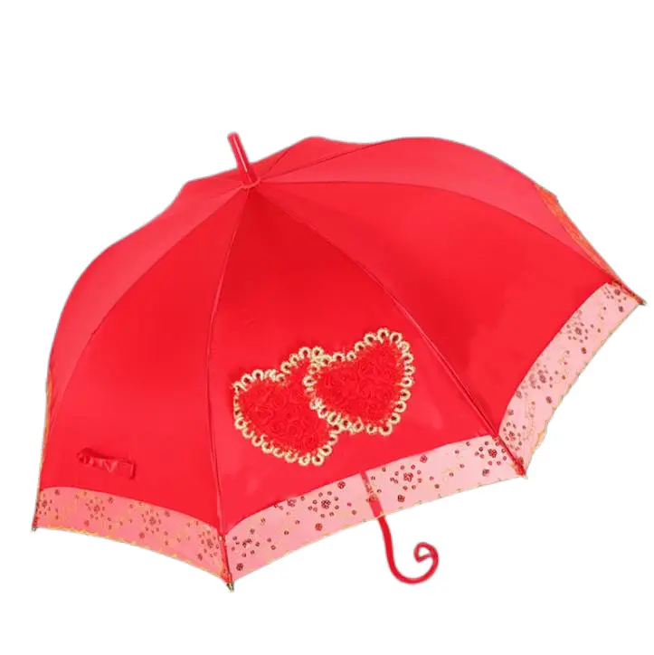 女性のための新しいカスタム傘パラソル太陽と雨のグラスファイバーロングストレートウェディング傘