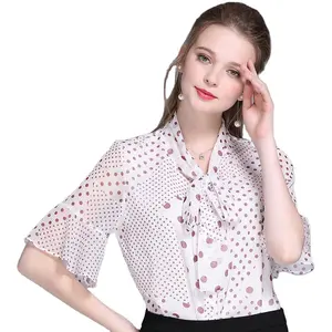 Blus Wanita Lengan Pendek Motif Bunga, 2021, Baju Kantor Longgar dan Atasan Model Korea, Blus Wanita Ukuran Plus