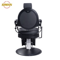 Fauteuil de barbier inclinable de luxe Siman avec livraison gratuite, rotation à 360 degrés, acier inoxydable noir pour salon et usage domestique