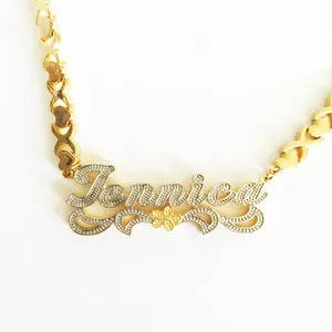 Benutzer definierte Name Halskette Persönlichkeit Edelstahl Gold Choker Typenschild Anhänger Halskette Schmuck Hochzeits geschenk