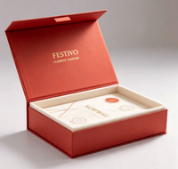 Boîte cadeau rigide à clapet personnalisée avec estampage à chaud de luxe, logo personnalisé, insert en velours pour emballage de bijoux, cosmétiques et parfums