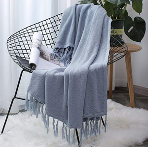 Couverture <span class=keywords><strong>de</strong></span> <span class=keywords><strong>canapé</strong></span> tricotée <span class=keywords><strong>en</strong></span> coton acrylique, plaid doux, <span class=keywords><strong>de</strong></span> haute qualité, couleur Pure, <span class=keywords><strong>canapé</strong></span> décoratif avec pompon - Product Image 3