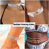 ELABEST Perles de taille africaines pour femmes 24-47 pouces, 8 pièces, élastiques, en pierre naturelle et alliage, accessoires de bijoux colorés