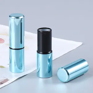 Tabung Lipstik Logam Kosong Aluminium Bulat Biru Ramping