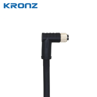 Connecteur d'alimentation femelle KRONZ M12 à 90 degrés, codage K, 5 broches, câble PVC noir, connecteur circulaire IP67, longueur de câble personnalisée, prise